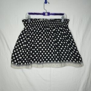 Ecote Ladies Black And Cream Polka Dot Mini Skirt Size Large